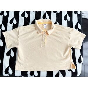 Athleta Retrochill Oversize Midi Polo Shirt Yellow‎ Girls Medium 8-10